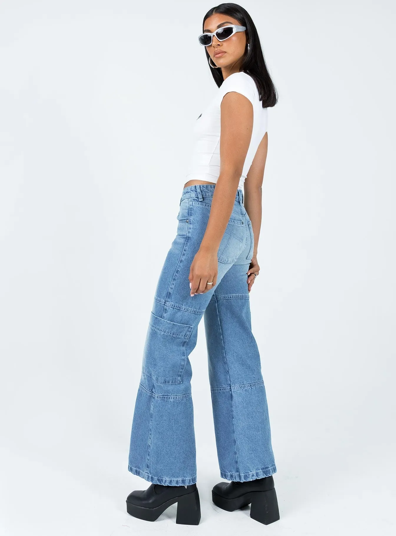 The Ragged Priest Low Rise Dad Jean Light Blue Non Toxic Textile Certified
