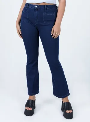 Dalta Mid Rise Flare Denim Jeans Straight Leg Textured Versatile Shopping Day