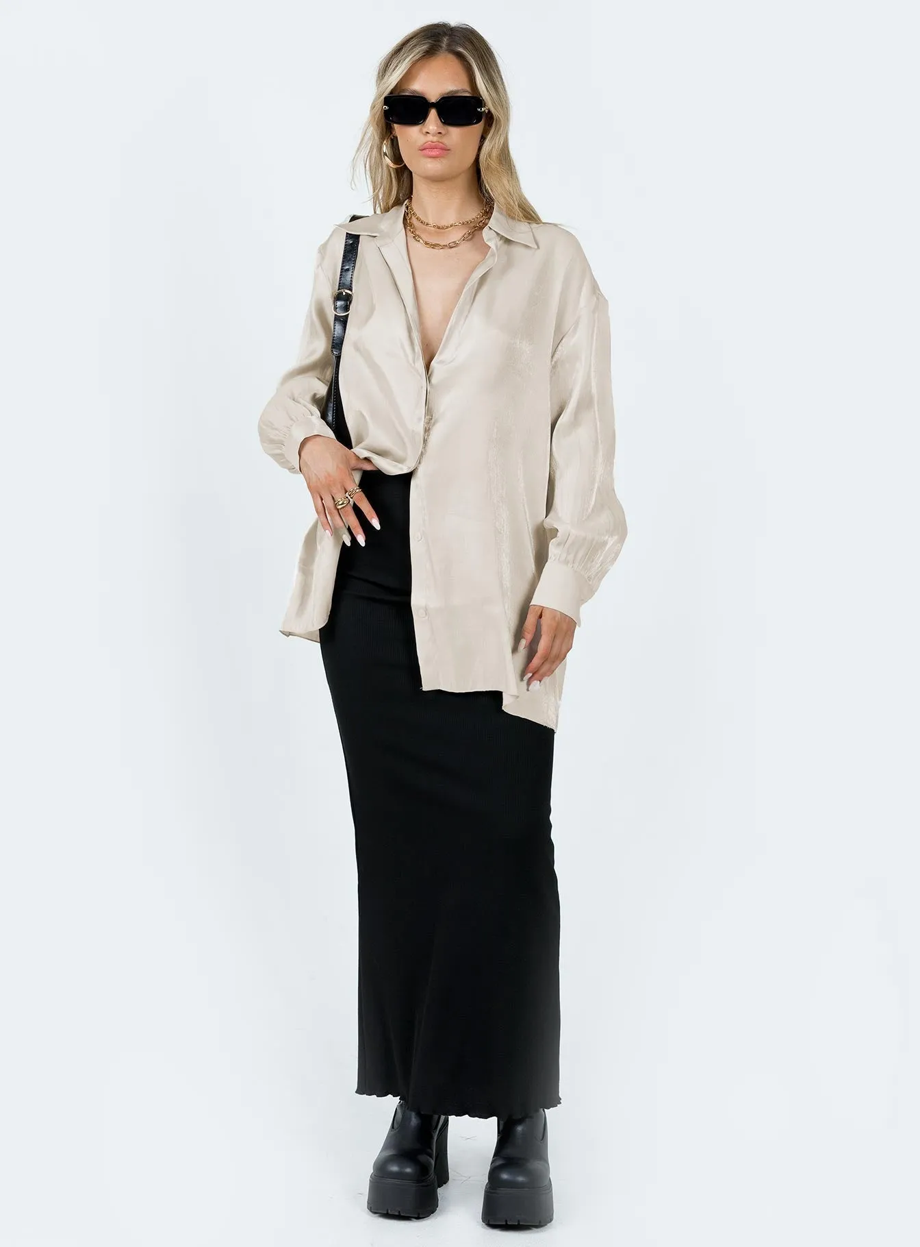 Bold Twist Beecham Shirt Dress Champagne