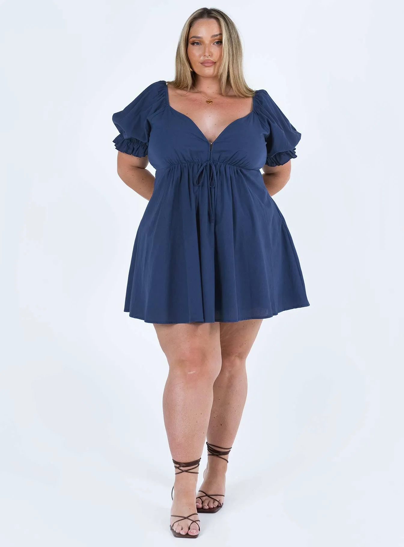 Blissful Mini Dress Navy Curve Stylish mini for brunch