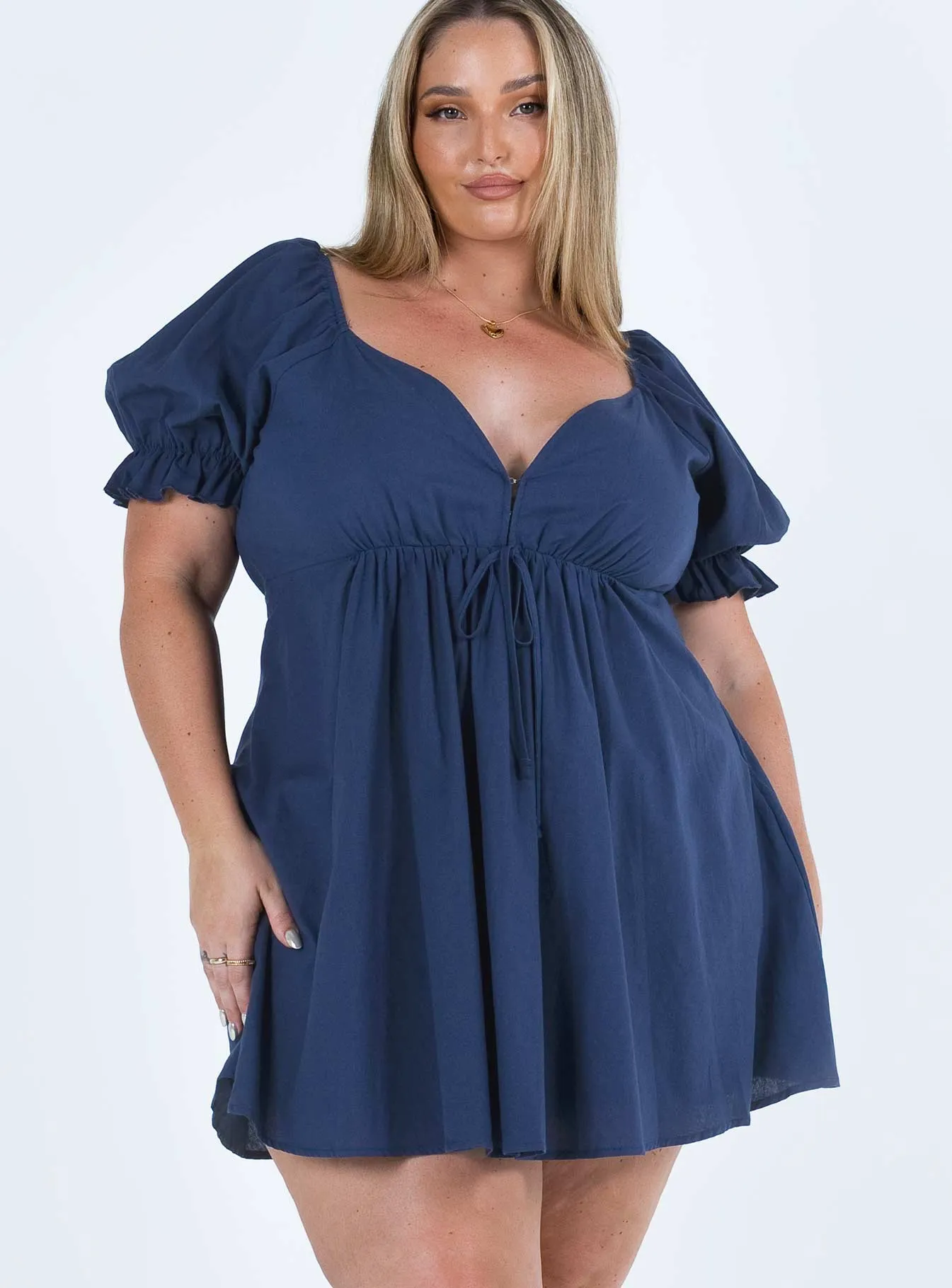 Youth Glow Blissful Mini Dress Navy Curve