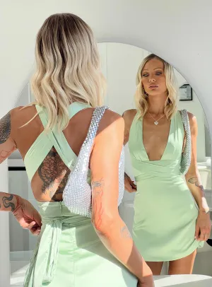 Katina Mini Dress Green Tall Lightweight and airy mini
