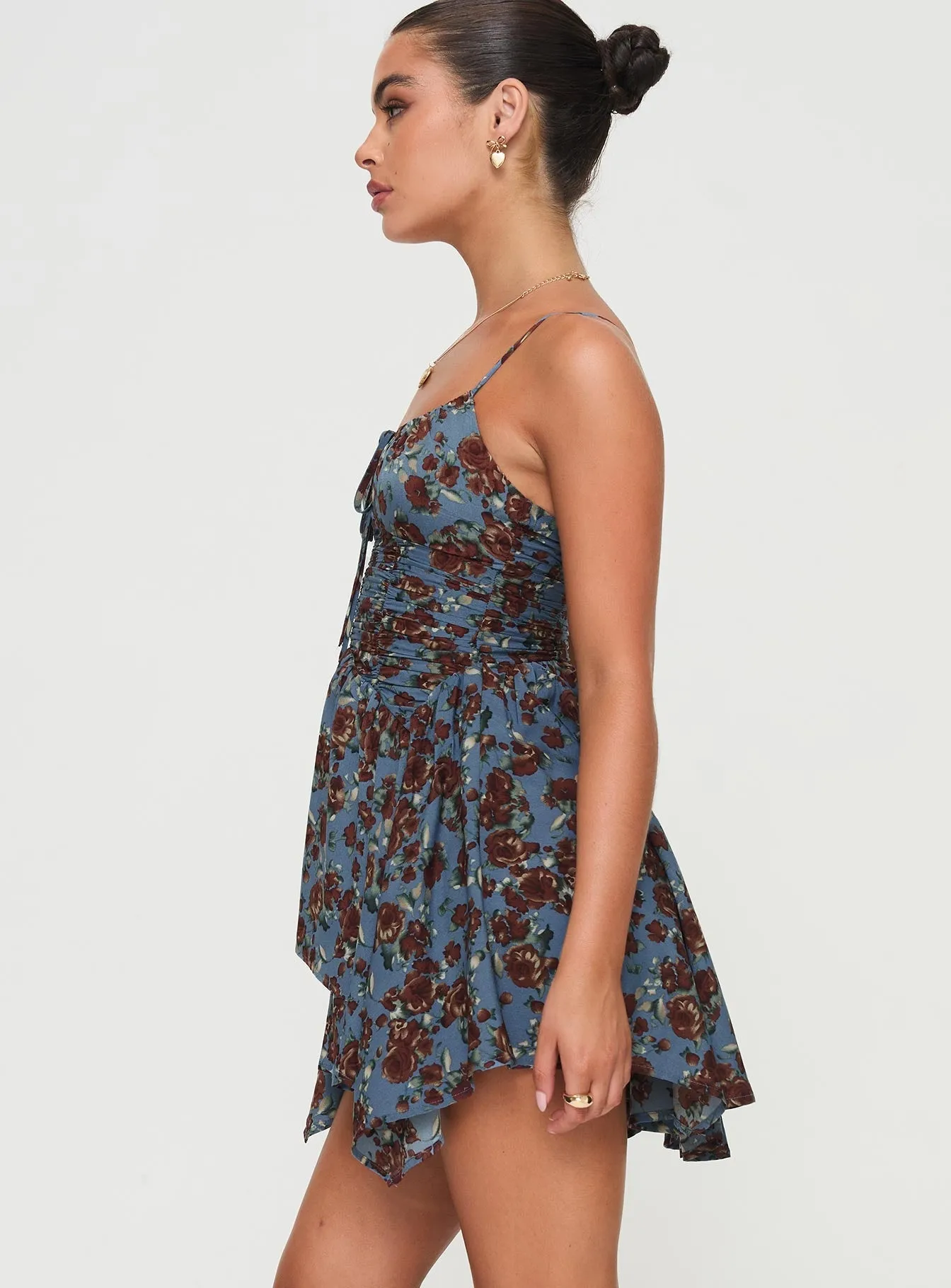 Barrett Mini Dress Blue / Floral Youthful Look