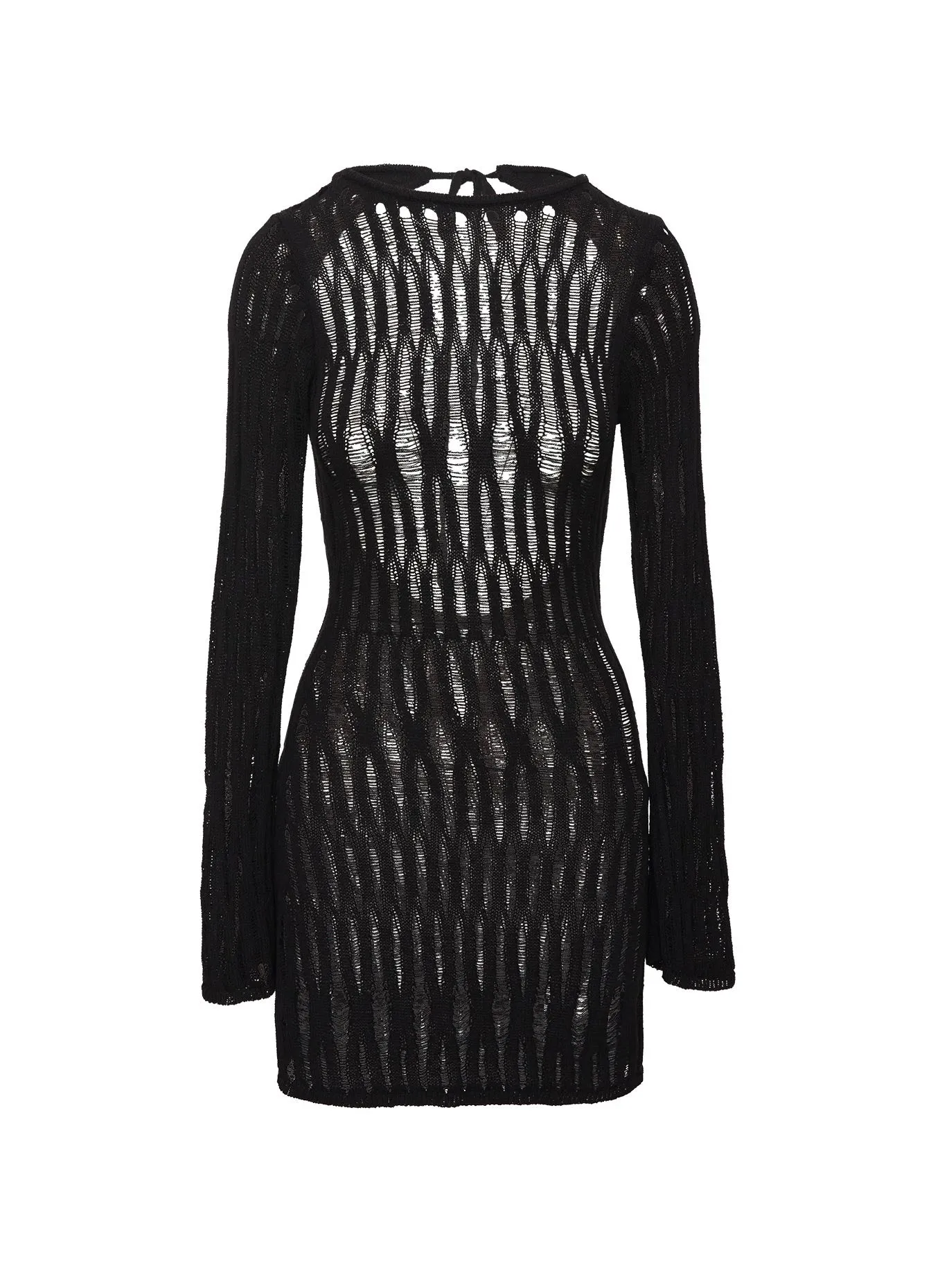 Cylian Long Sleeve Knit Mini Dress Black Party Proof Versatile Style