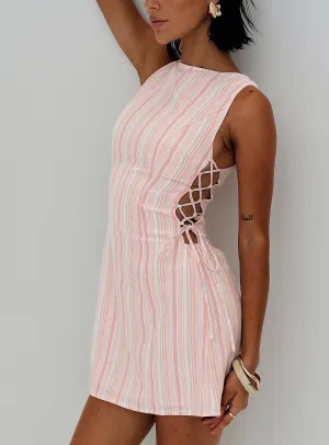 Party Snap Elegant mini with floral prints Earlie Mini Dress Pink Stripe