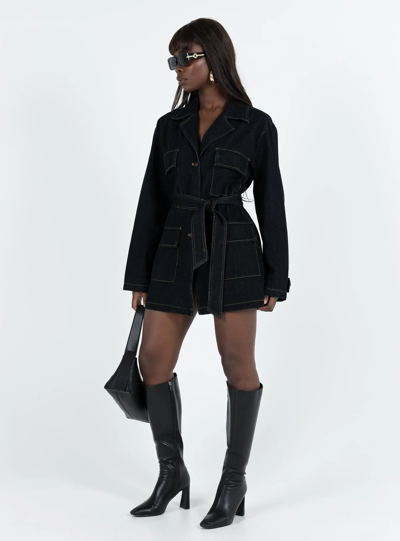 Giselle Mini Dress Dark Denim Club Pop Fashion Rebel