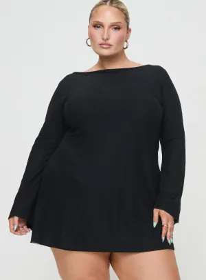 Youthful Fashion Fearless Charm Lukea Long Sleeve Mini Dress Black Curve