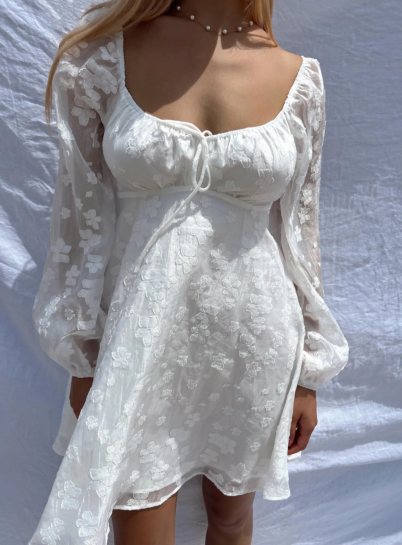 Marceau Long Sleeve Mini Dress White Pop Star