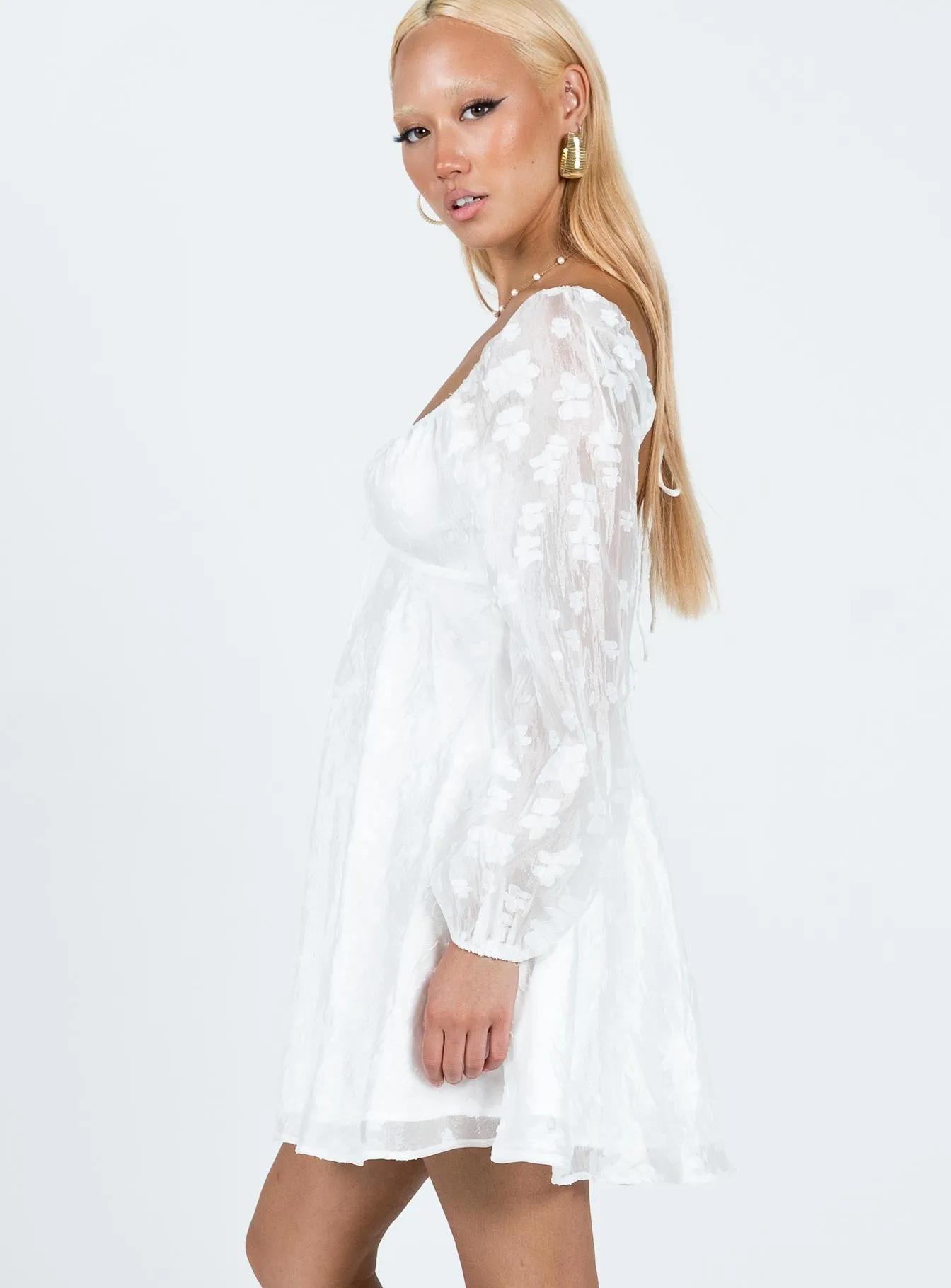 Marceau Long Sleeve Mini Dress White Heat Glow Light Soft