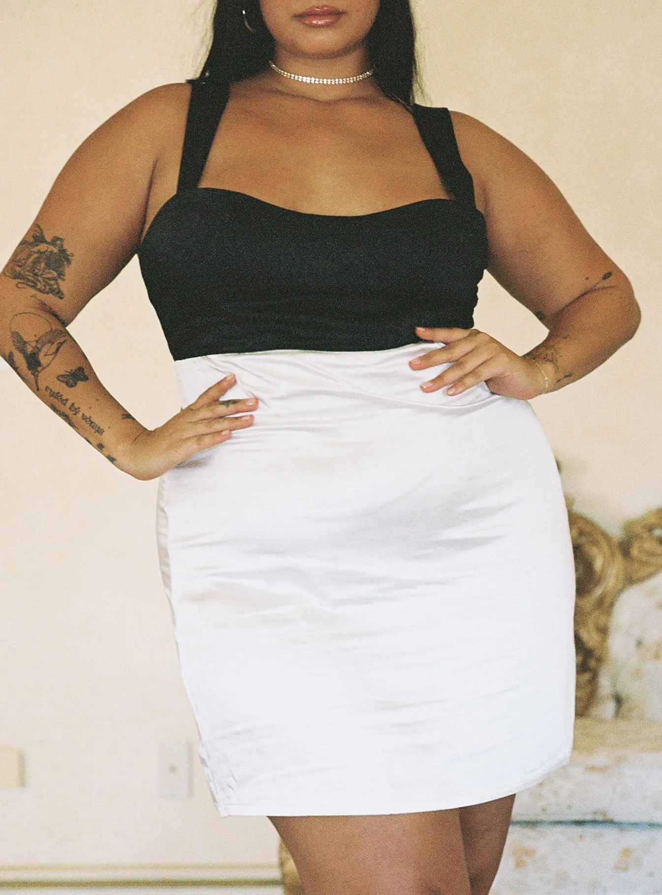 Chic Wear Trendy Chic Miah Mini Dress White / Black Curve