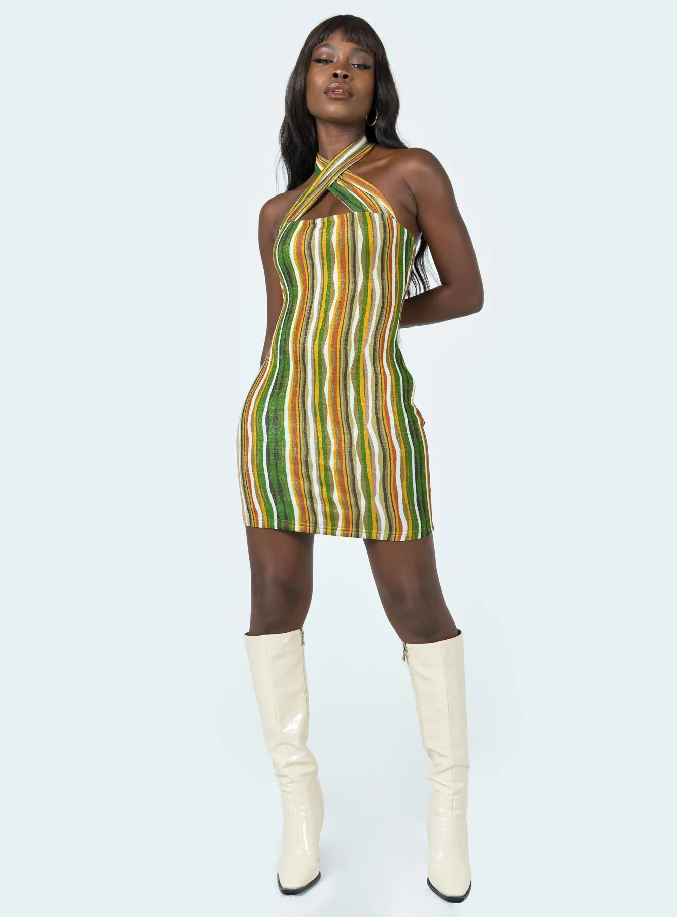 Paradise Fever Mini Dress Brown Multi Flirty Vibe
