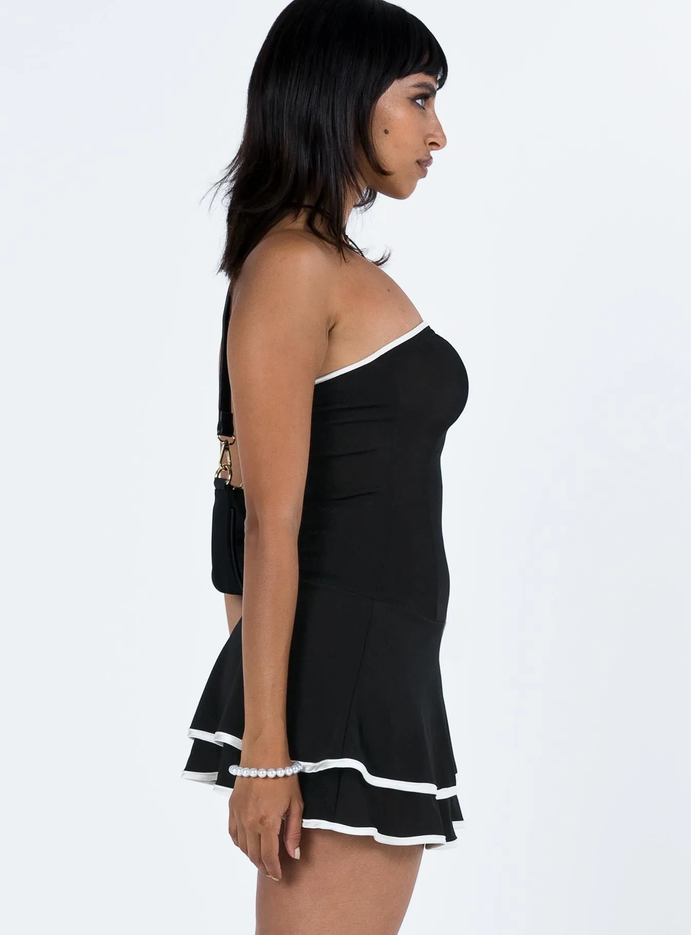 Samira Strapless Mini Dress Black Bohemian Look Shine Bold