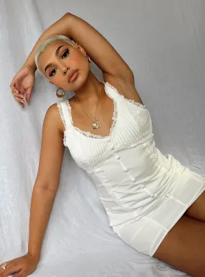 Shania Lace Mini Dress Cream and Versatile evening mini dress.