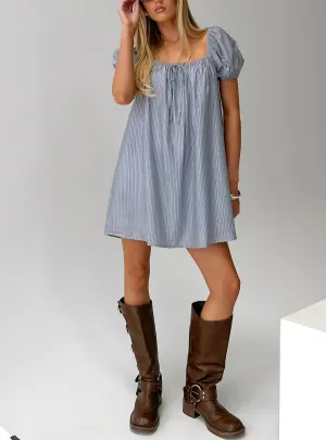 Figure Pop Wayfaire Smock Mini Dress Blue Stripe