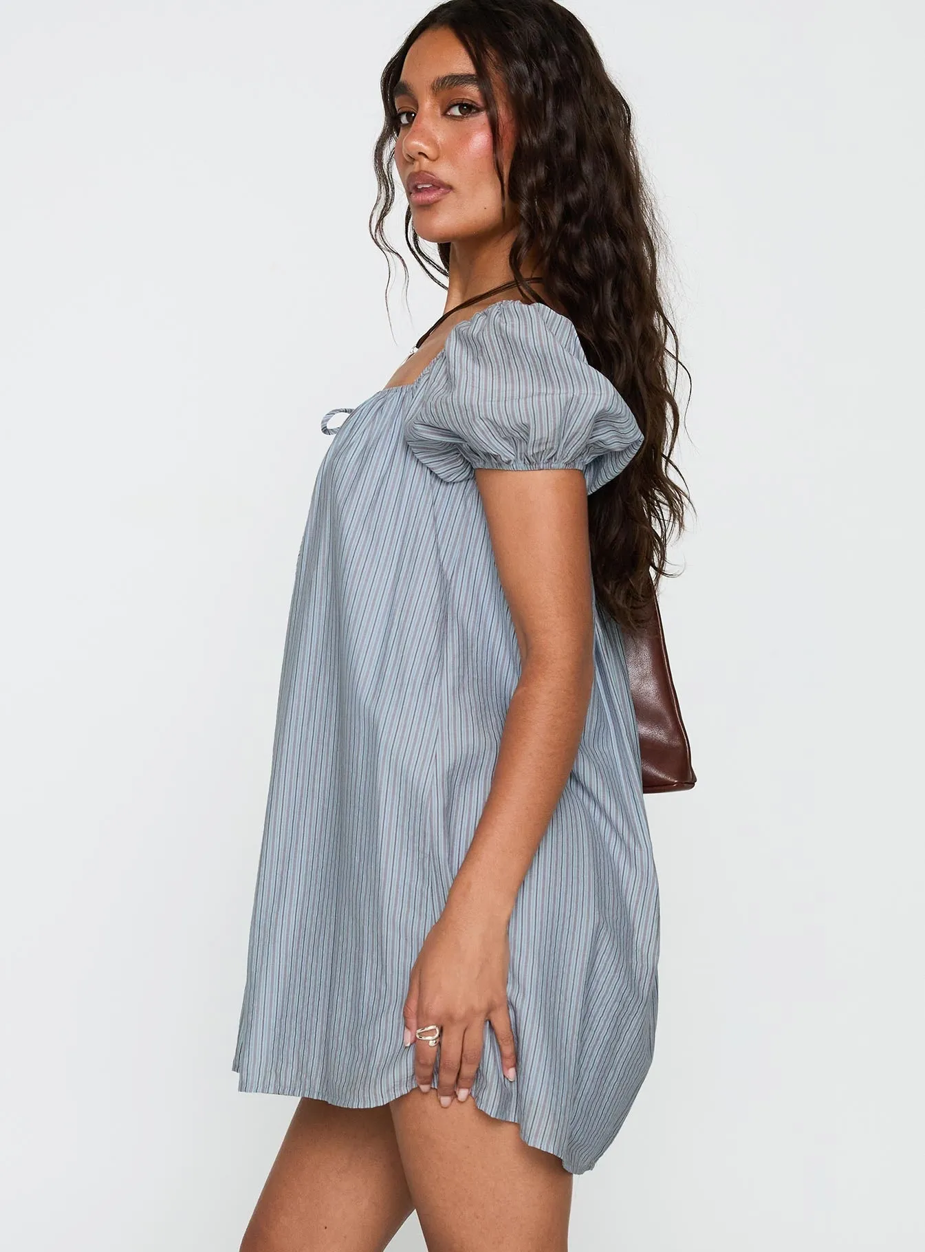 Slim Touch Wayfaire Smock Mini Dress Blue Stripe