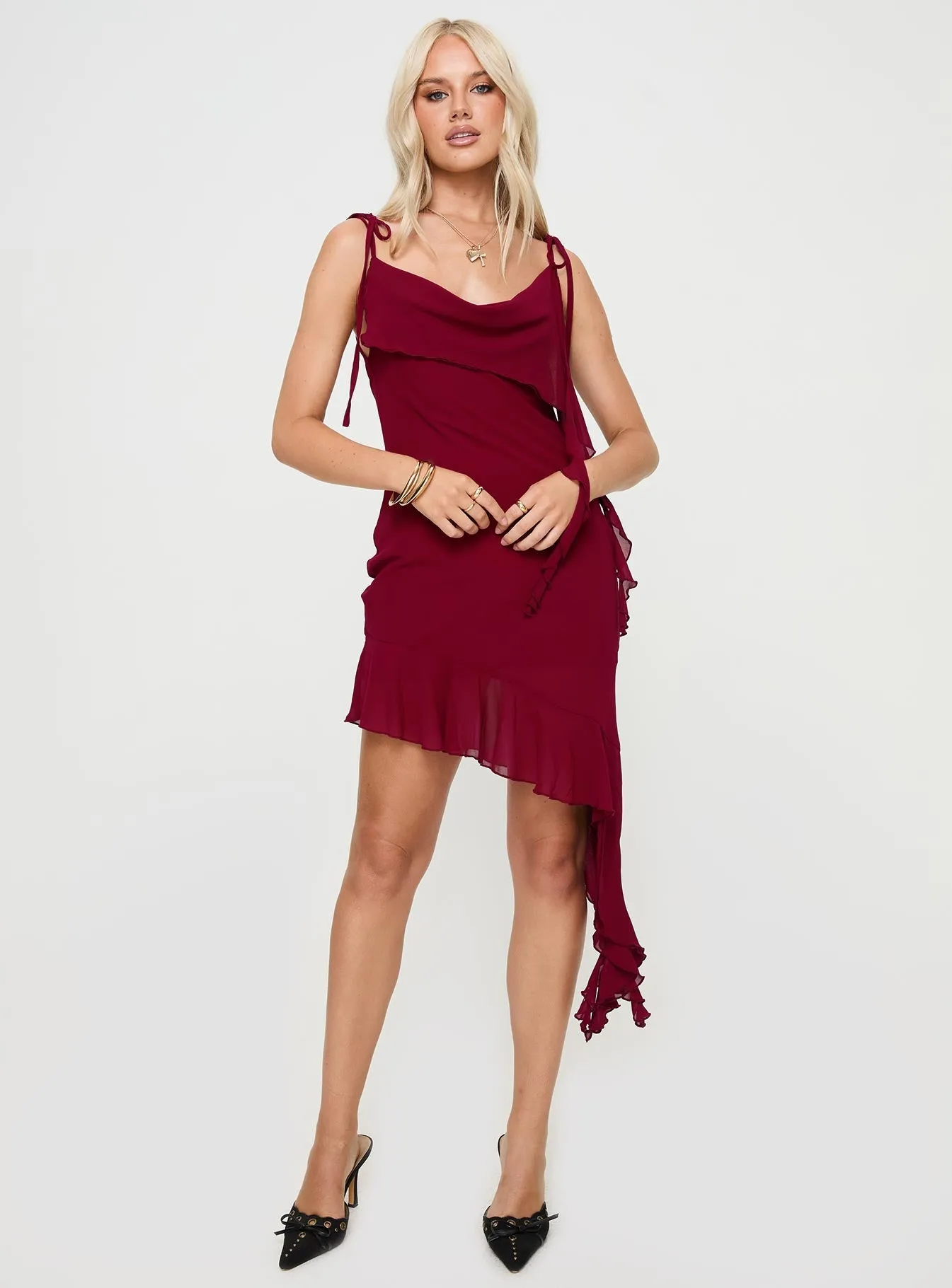 Dacian Mini Dress Burgundy Stylish Silhouette Light Beat