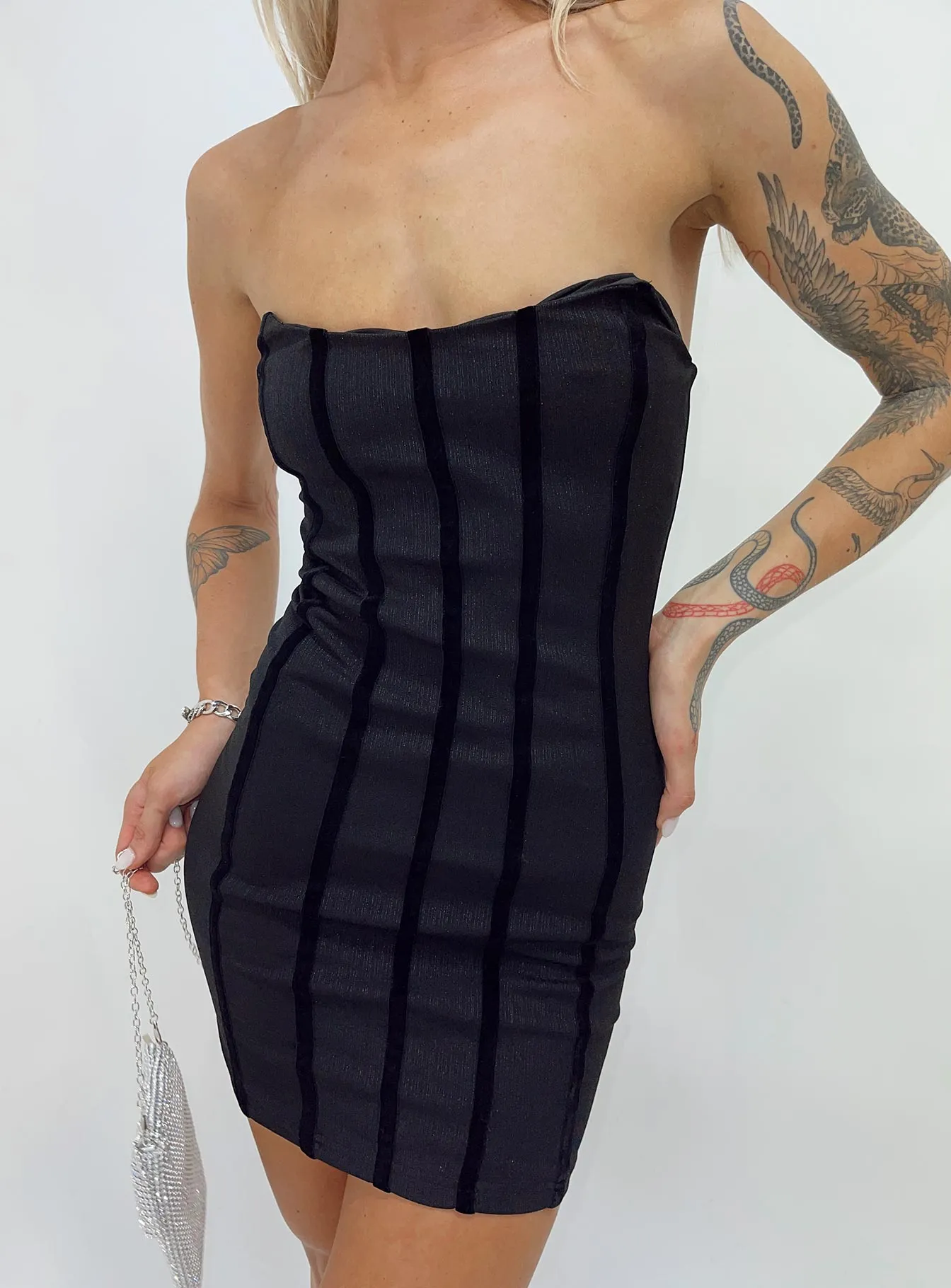 Tristian Mini Dress Black Shiny Tone