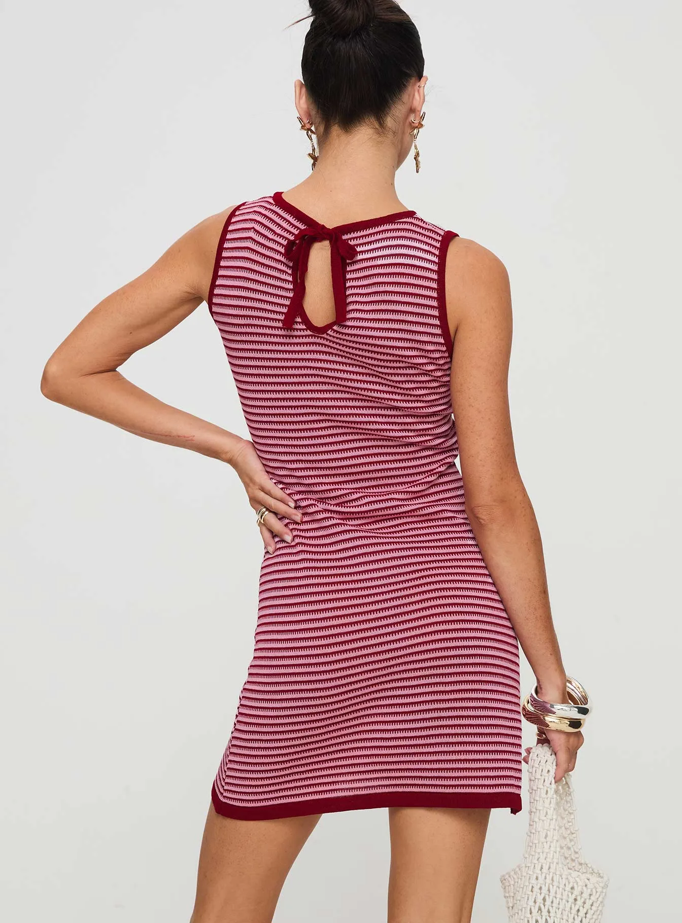 Bambinah Knit Stripe Mini Dress Pink / Red Fast Life