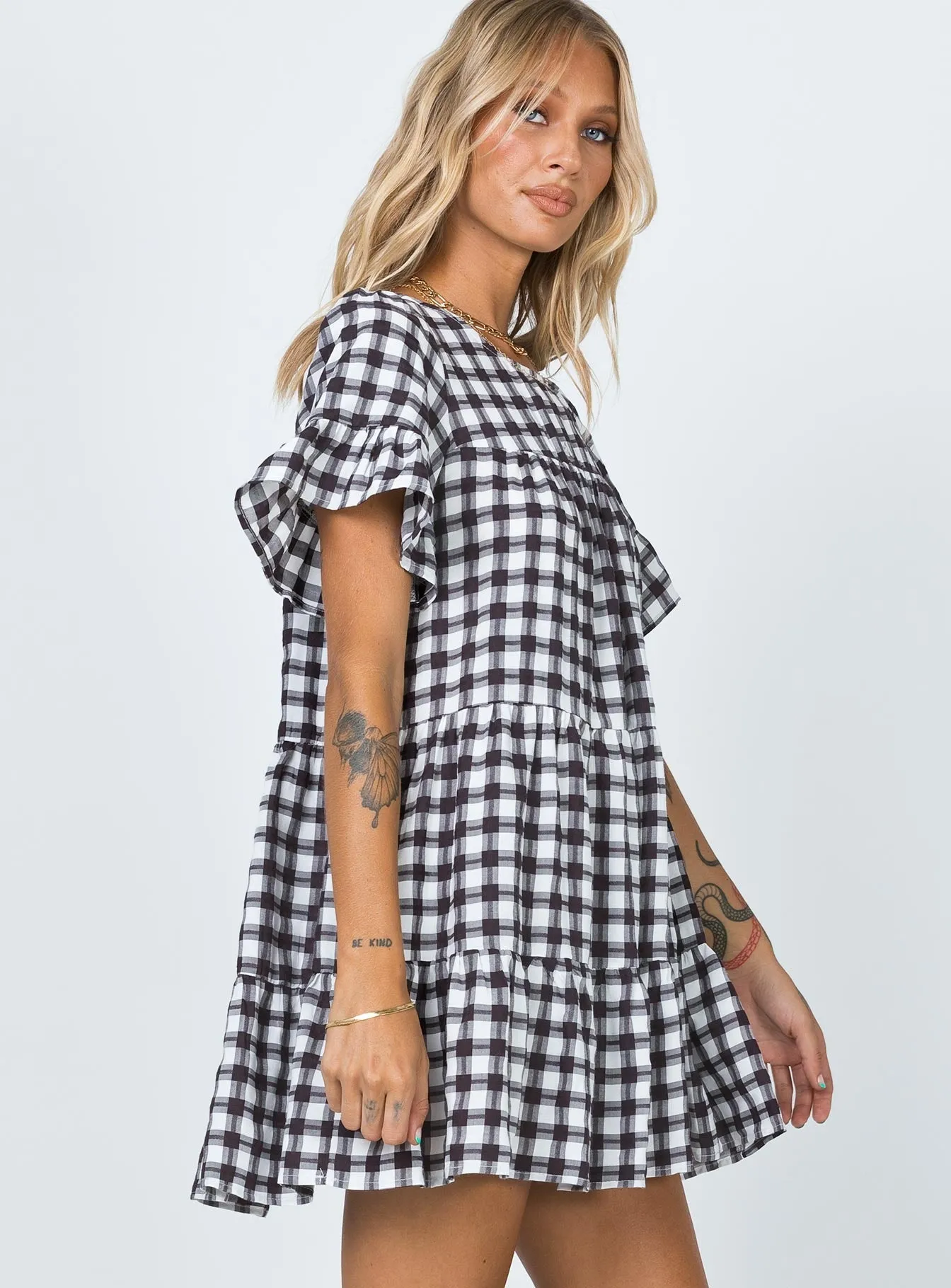 Miami Check Mini Dress Black Trendy Wear Lightweight