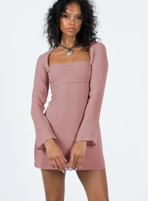 Cross Back Support Design Urban Fresh Cavanagh Long Sleeve Mini Dress Dusty Pink