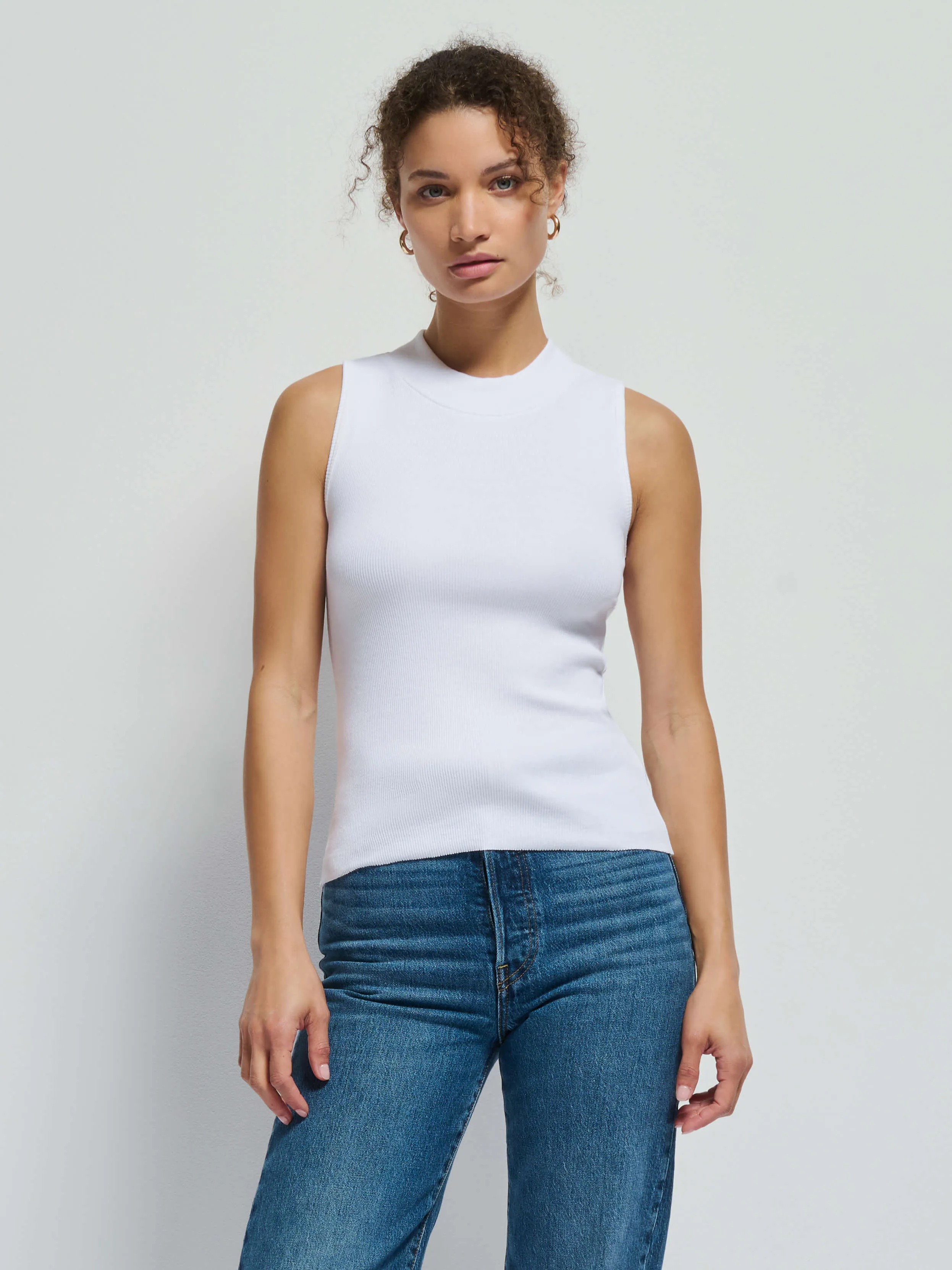 Joan Tank - White Sheer Glow Breathable Stretch Fabric