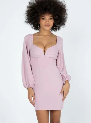 Zoella Long Sleeve Mini Dress Pink Vibrant patterned mini Youth Glow