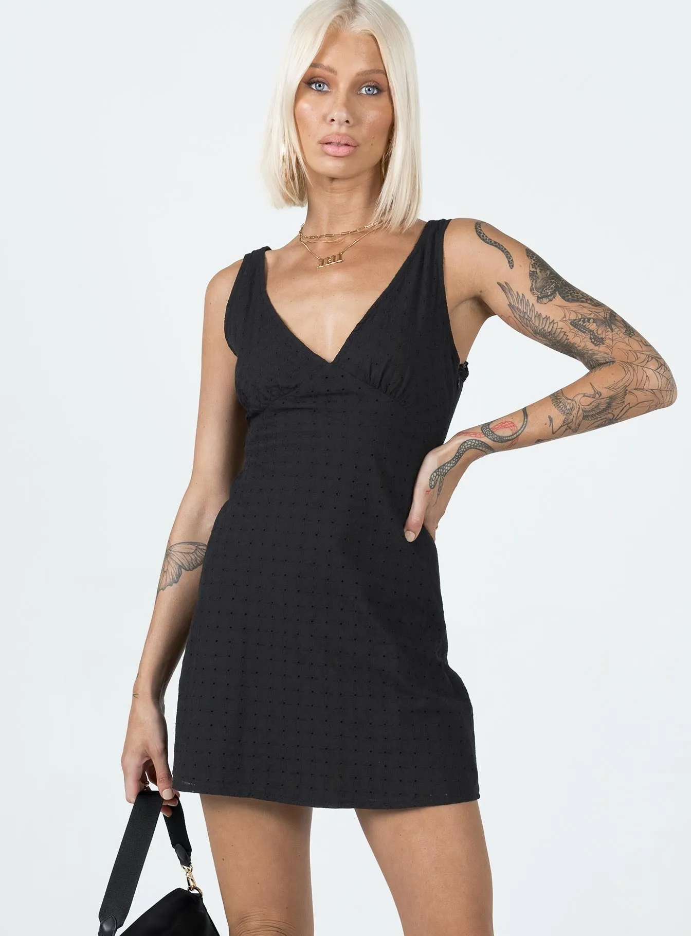 Nellie Mini Dress Black Anglaise Bold Glow