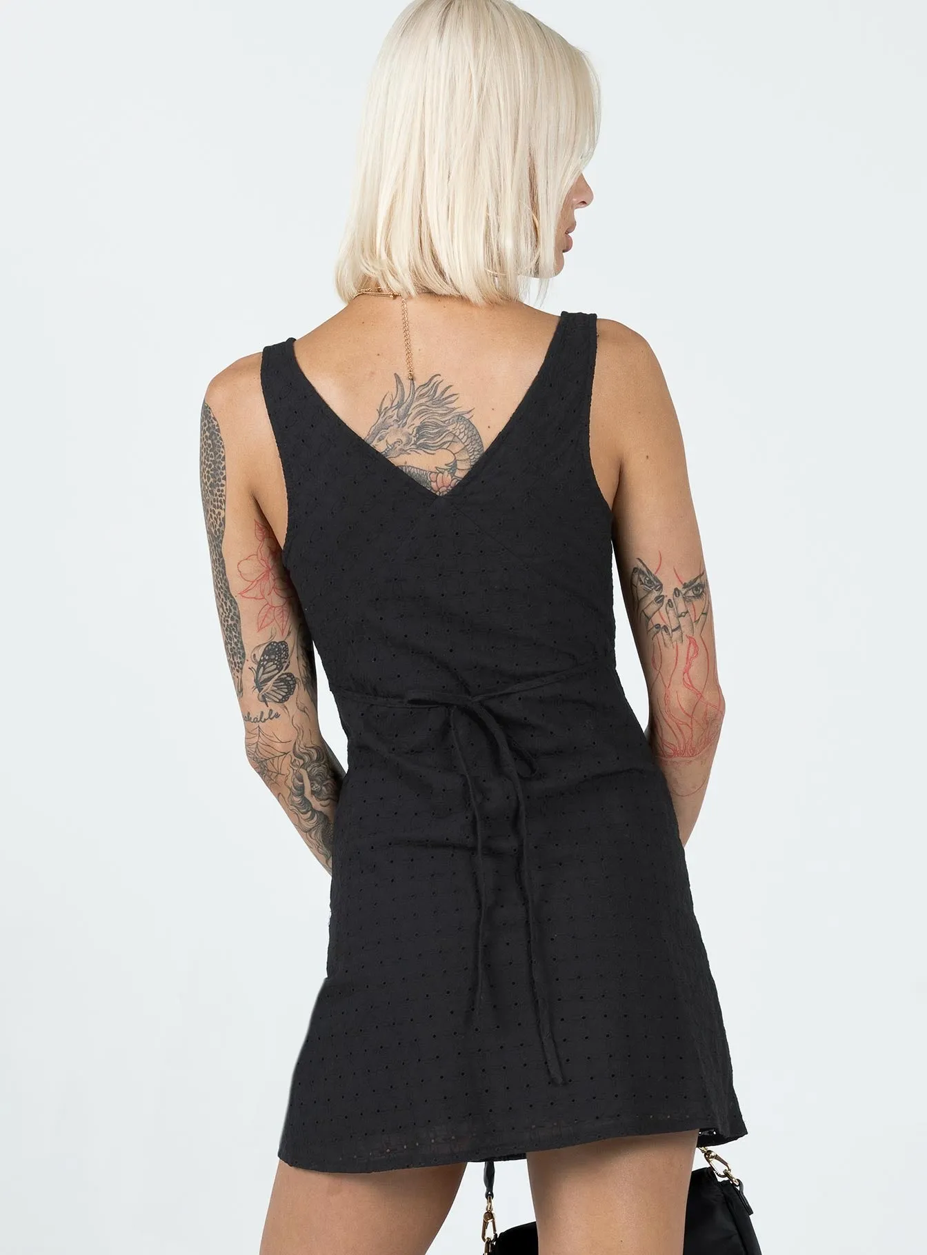 Nellie Mini Dress Black Anglaise Water Resistant Comfortable summer night dress