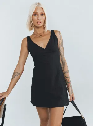 Nellie Mini Dress Black Anglaise Fun Pop Flexible Knit Structure