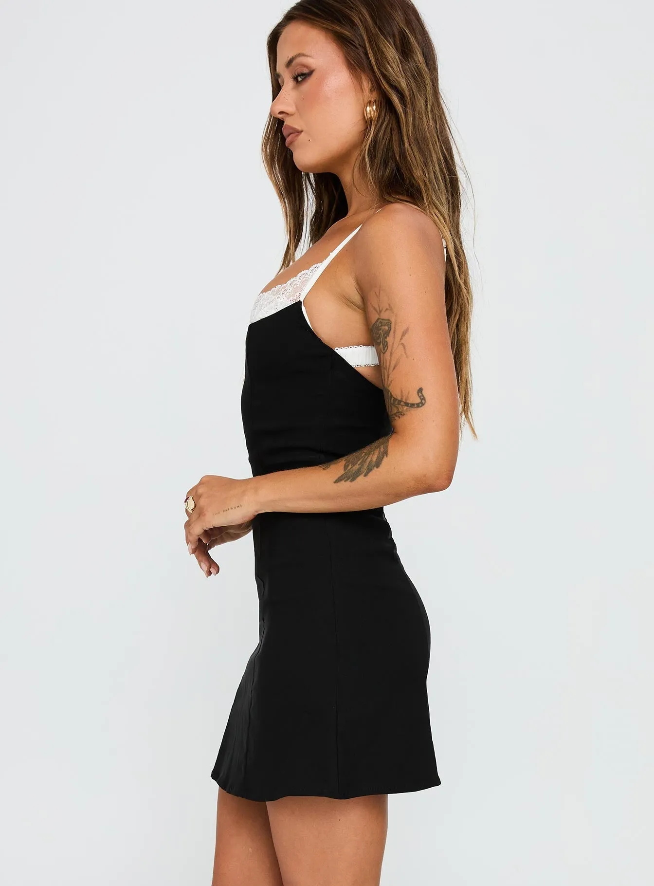 Flattering Fit Renaissance Corset Lace Mini Dress Black / White