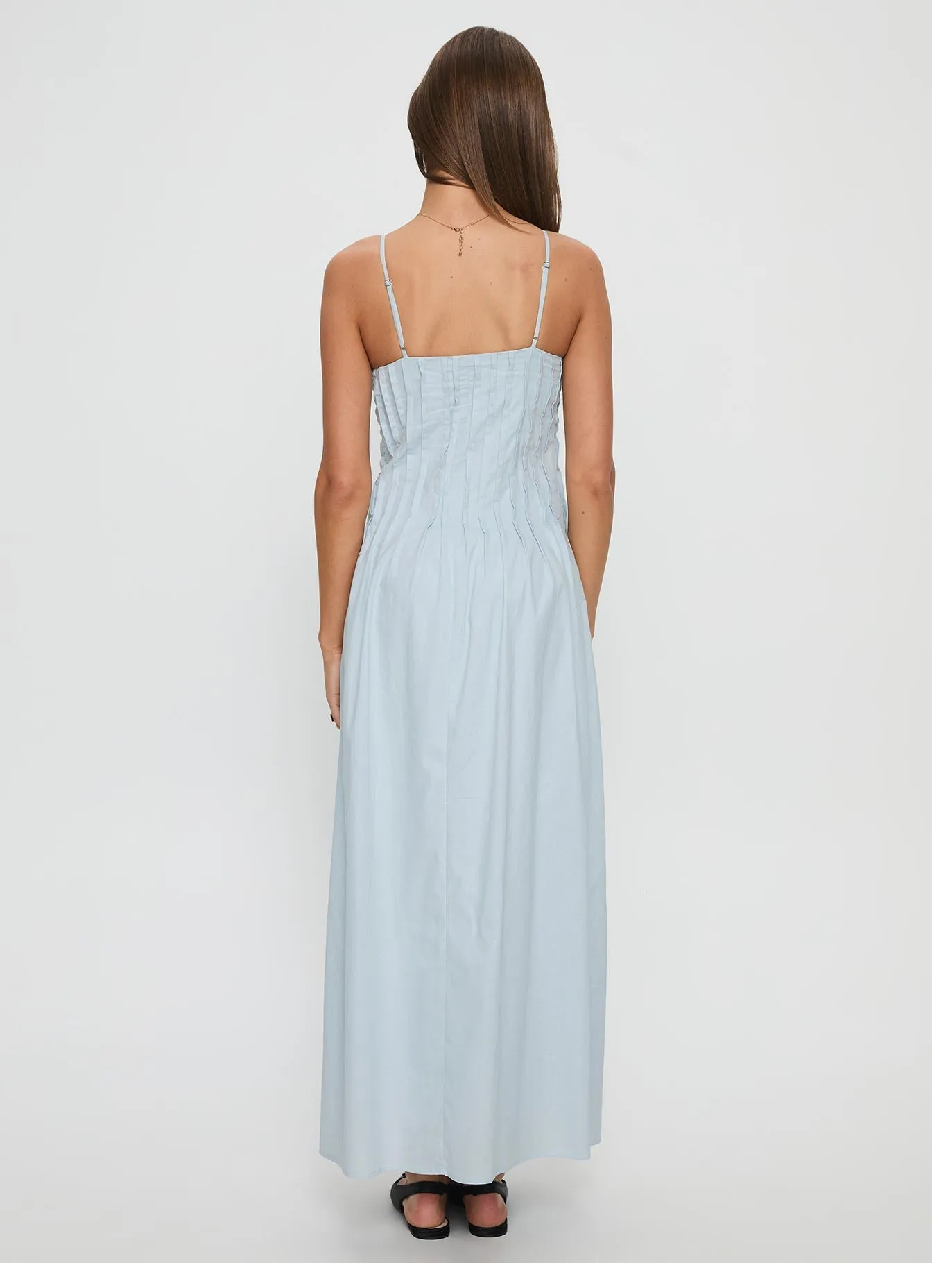 Adriela Pleat Maxi Dress Blue Black Chic