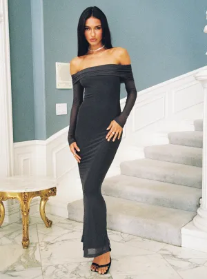 With its timeless design this dress is perfect for any season and any setting Saywell Off The Shoulder Maxi Dress Charcoal