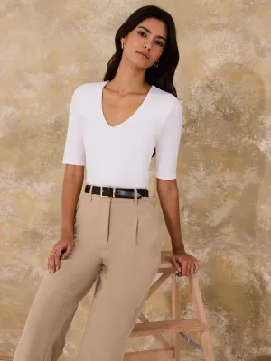 Double Layer V-Neck Elbow Sleeve Top Island Vibe Spark Soul