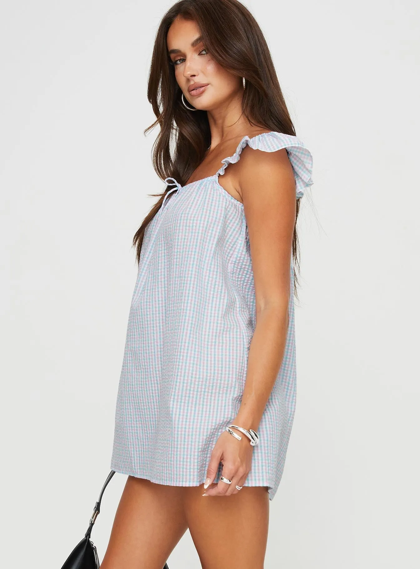 Simple Wear Fashion Glow Keekee Check Mini Dress Pink / Green