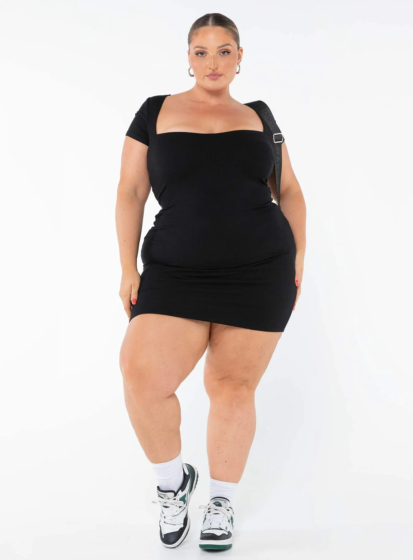 Easy Fit Nolan Short Sleeve Mini Dress Black Curve