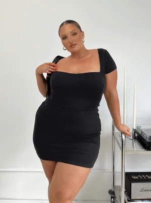 Lightweight mini dress Nolan Short Sleeve Mini Dress Black Curve