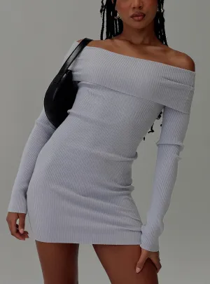 Eye Candy Phylis Off The Shoulder Mini Dress Light Grey