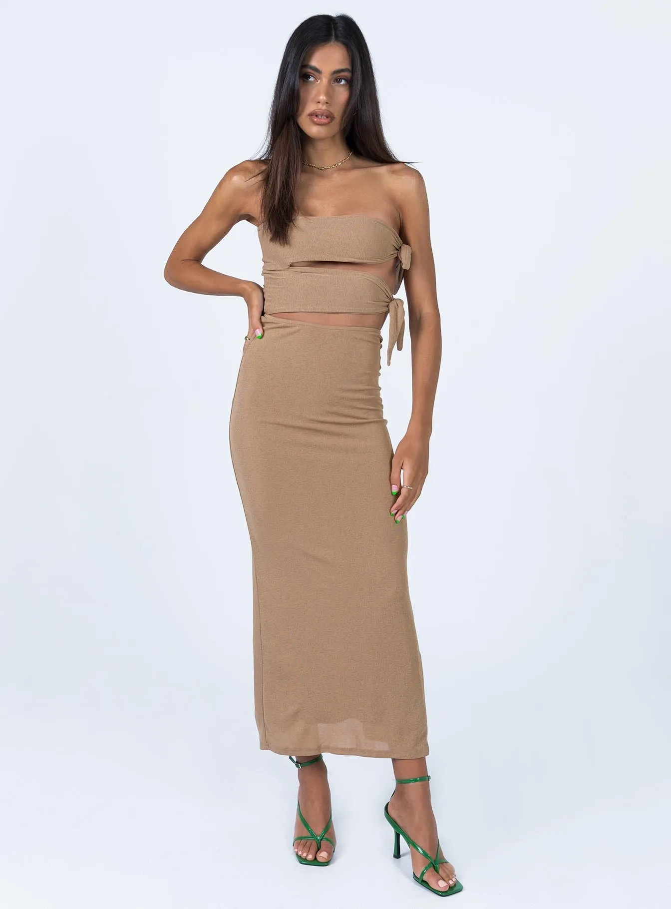 Suede Glow Catherine Maxi Dress Brown