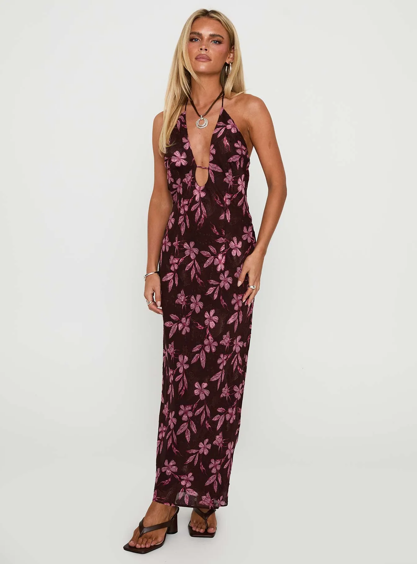 Yasminn Maxi Dress Brown / Pink Square View