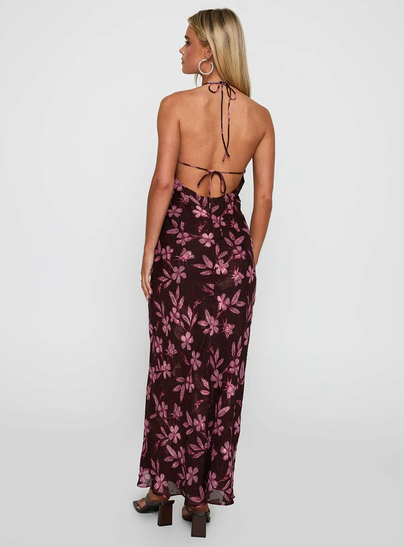 Yasminn Maxi Dress Brown / Pink Sunshine Hour Elegant dress for evening