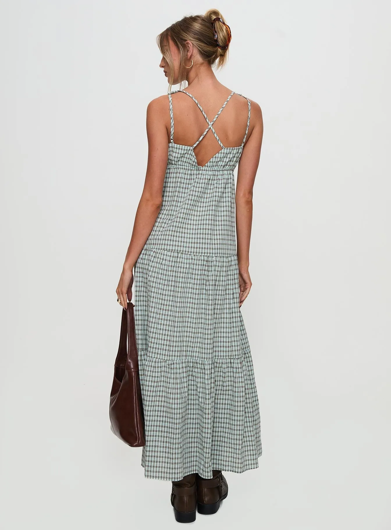 Chambray Light Dipsie Maxi Dress Blue / Brown Check