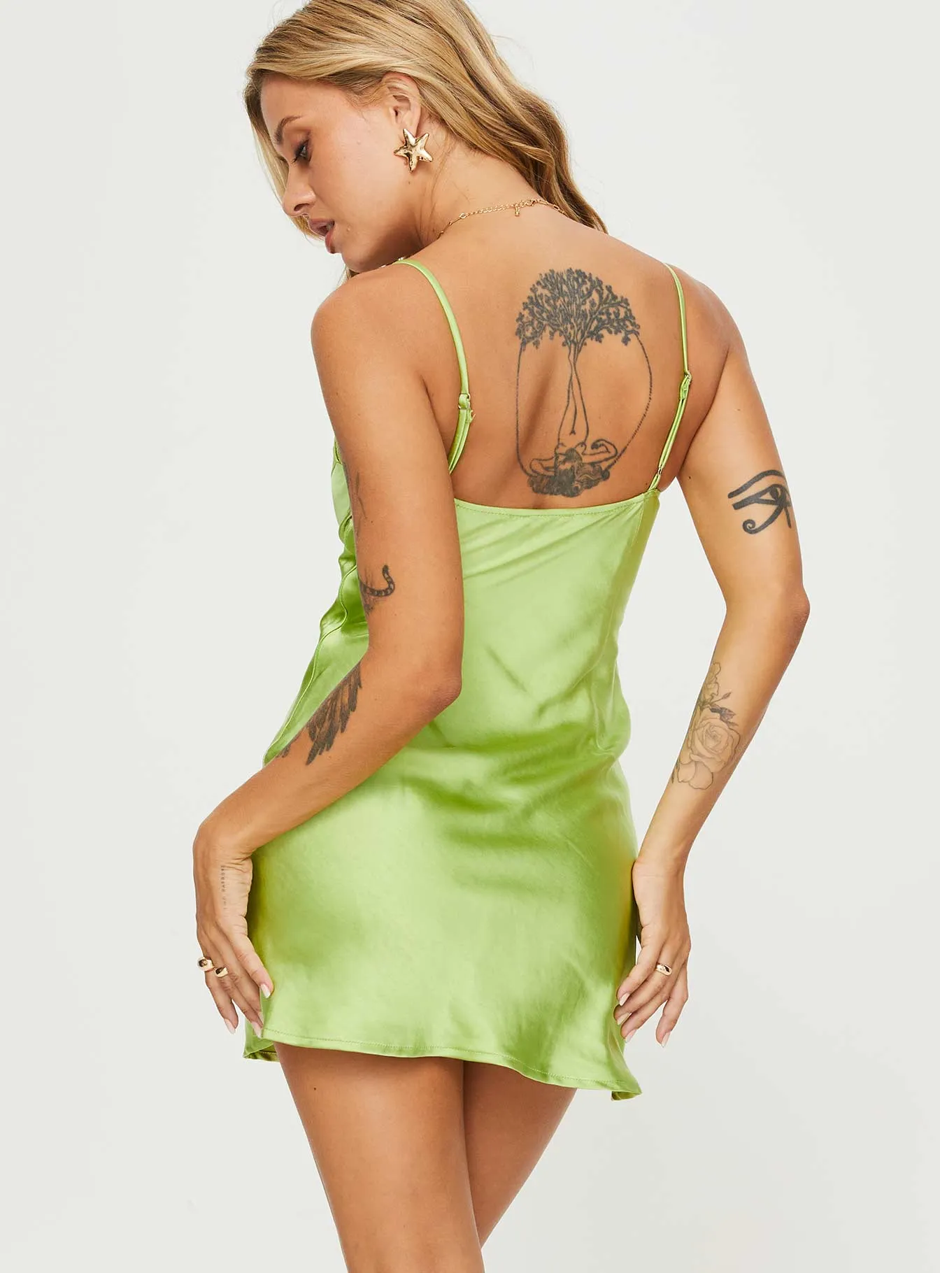 Merinda Mini Dress Green Light Fresh