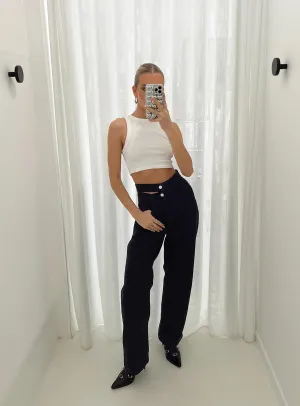 Bansley Double Waistband Jeans Black Denim Unisex Wear Elegant Vintage Lover