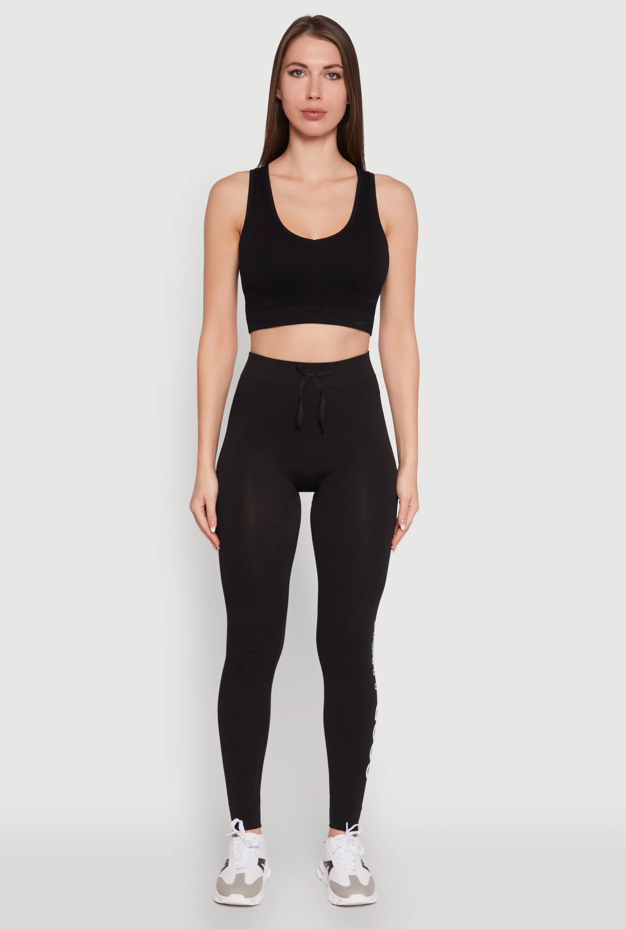Trendy High Waisted Good Luck Graphic Leggings Clean Lines