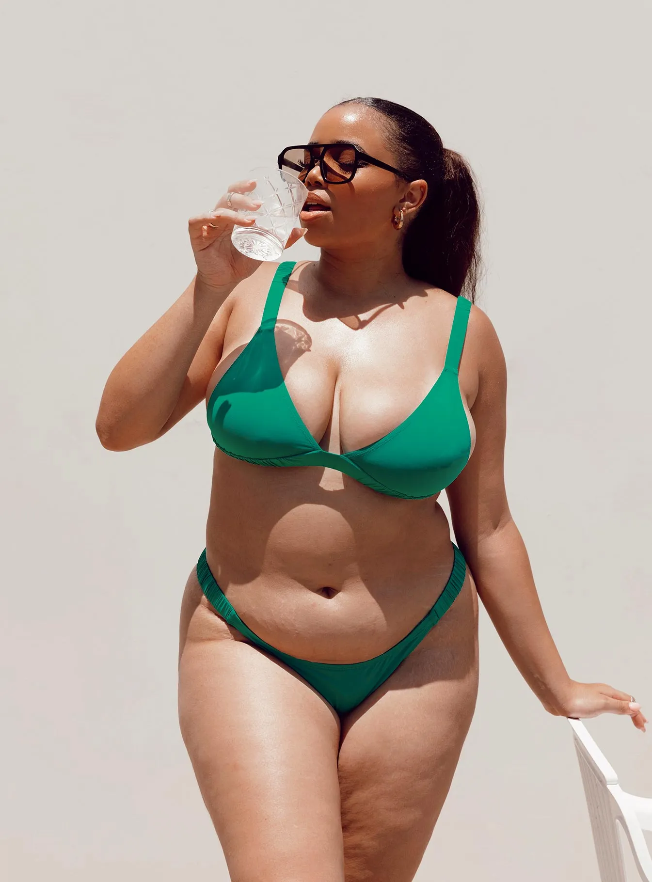 Quick Dry Fabric Non Restrictive Fit Paris Bikini Bottoms Green Curve