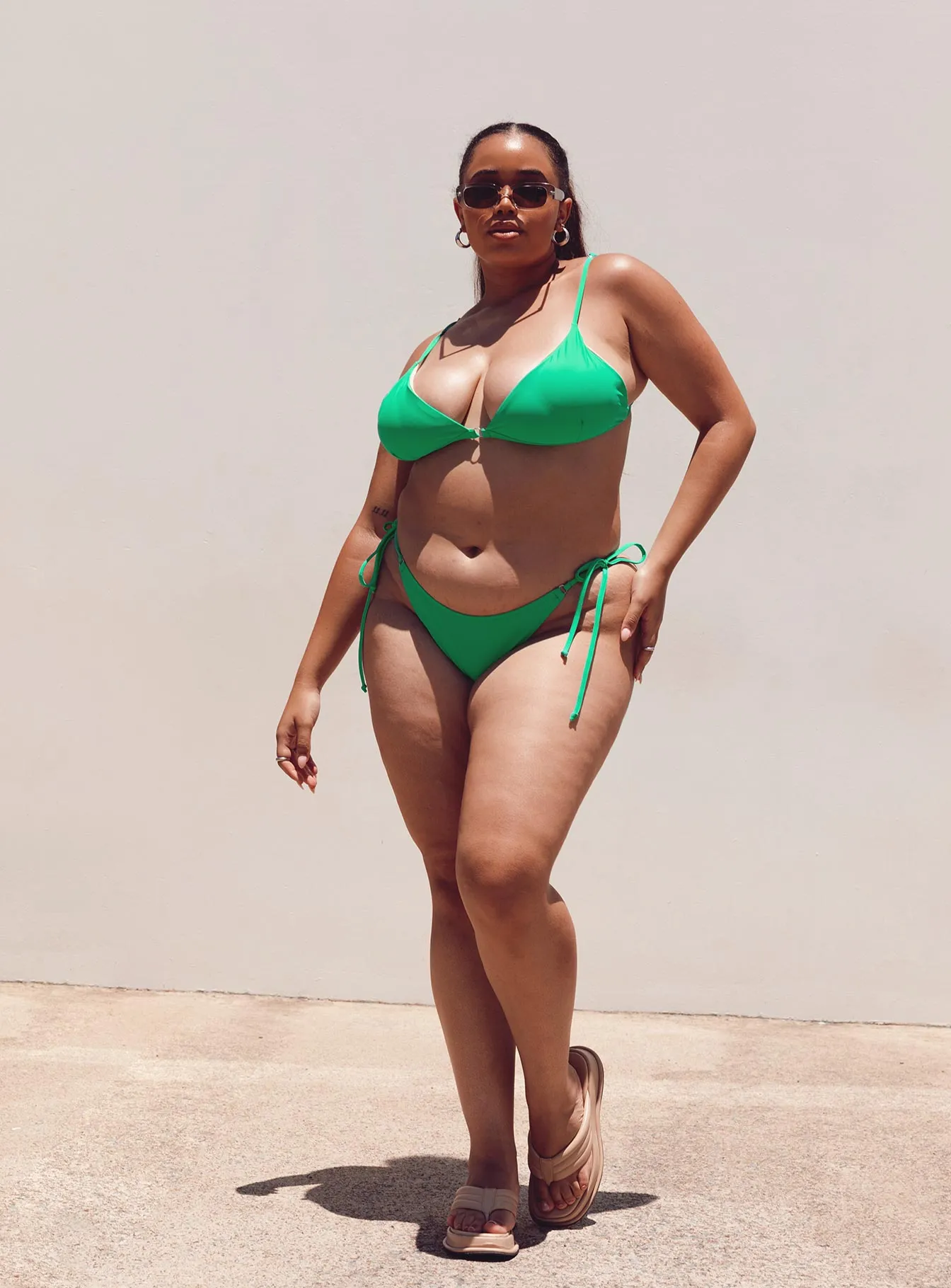 Easy Care Material Anti Fade Technology Paris Bikini Bottoms Green Curve