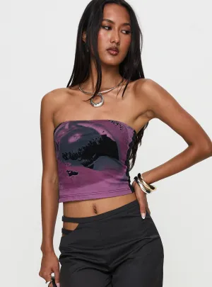 WideNeckline Basic Tee Cherry Lips Tube Top Multi