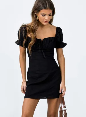 Cozy Fit White Rose Mini Dress Black