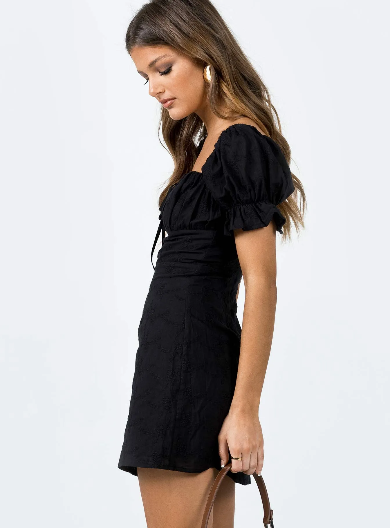 White Rose Mini Dress Black Stage Vibe