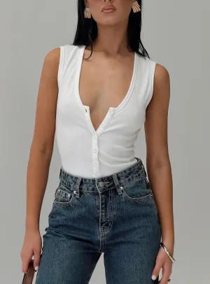 Fine Neutral Avahlee Bodysuit White
